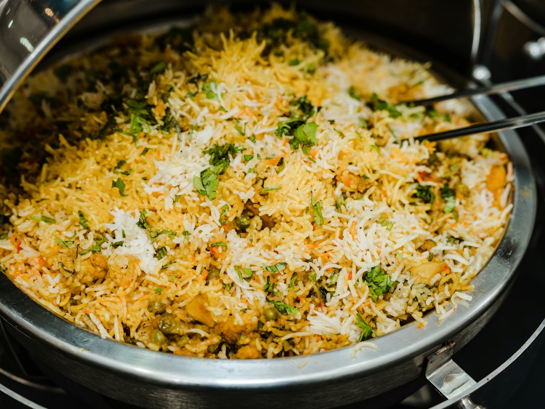 Biryani in a serving bowl